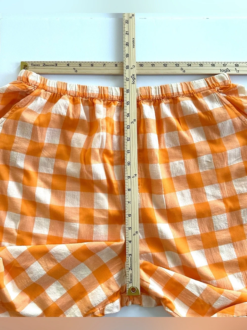 ✨Set✨LyreBird by Anthropologie Swing Tank & Barrel Boxer Pants Marigold Gingham - Picture 9 of 16